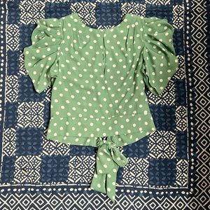 Unique Vintage mint and white Polka Dot Blouse